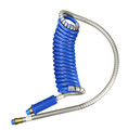 Heavy Duty Trucking Air Lines with a 40 Inch Lead. Stallion Power Air Lines - Coiled Air Brake Component. Single Blue Airline.