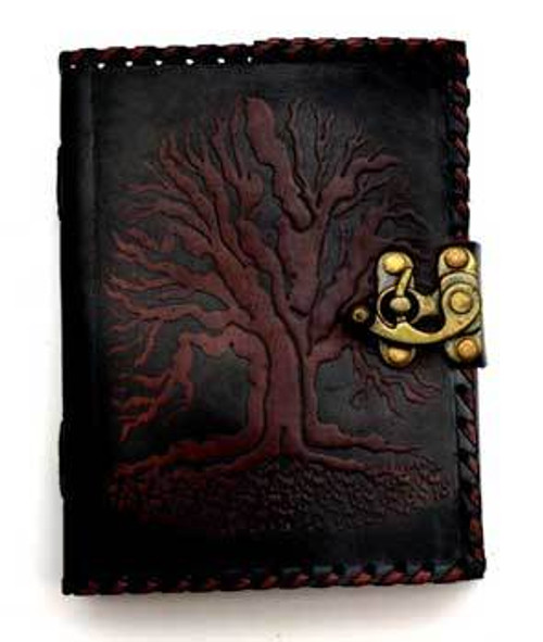 Black Tree of Life leather blank book w/ latch