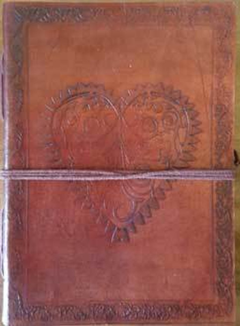 5 x 7 Heart leather blank book w/cord