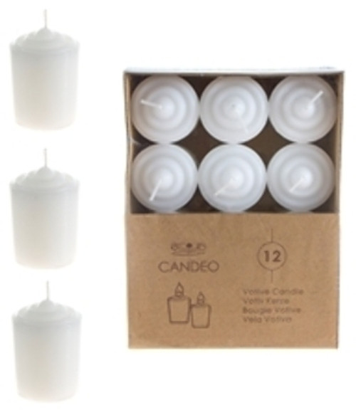 12-Piece 15 Hours Unscented Votive Candles - White