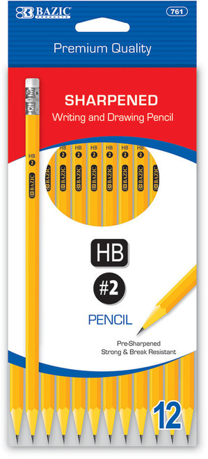 BAZIC Pre-Sharpened #2 Premium Yellow Pencil (12/P