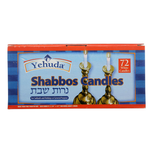 Yehuda Matzo Shabbos Candles - Case of 8 - 72 Count