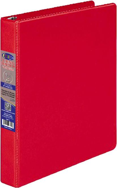1" Hard Cover (PVC Free) 3-Ring Binder - Red