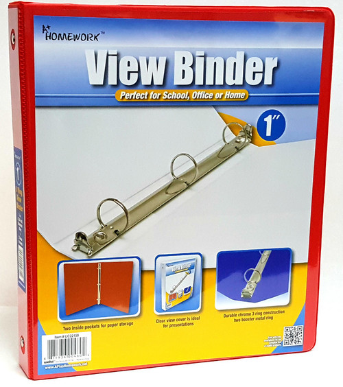 1" View Pocket Binder - Red