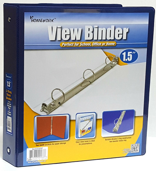1.5" Clear View Pocket Binder - Blue