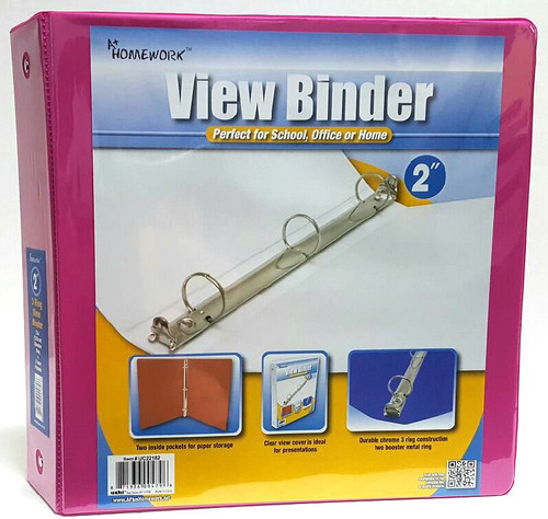 2" Clear View Pocket Binder - Fuchsia