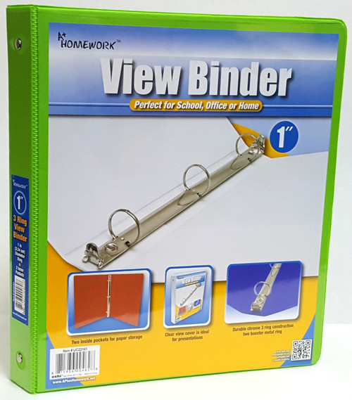 1" View Pocket Binder - Lime Green