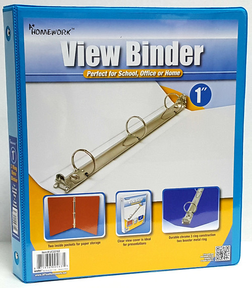 1" View Pocket Binder - Cyan