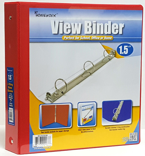 1.5" Clear View Pocket Binder - Red