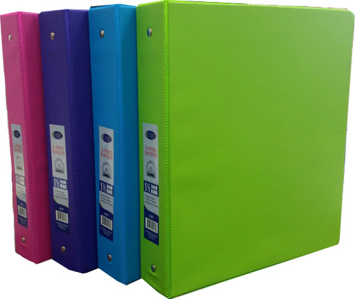 1.5" 3-Ring Vinyl Binder - 4 Neon Colors