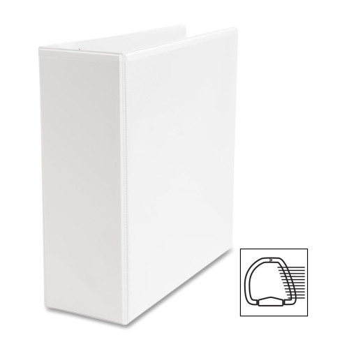Business Source D-Ring Binder, w/ Pockets, 4" Capacity, White
