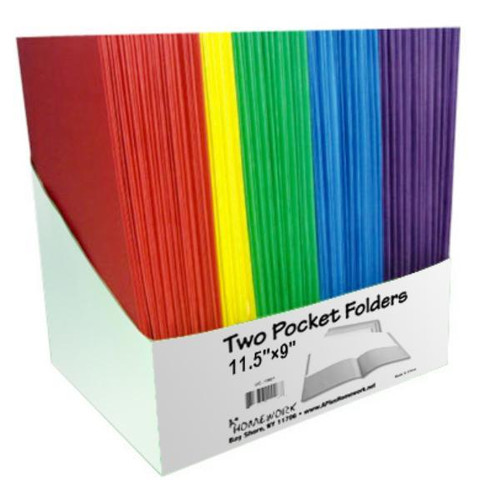 2 Pocket Folder - Assorted Colors - 9" x 12"