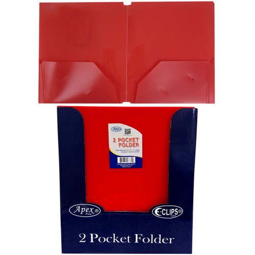 Premium Plastic 3 Ring 2 Pocket Folder - Red - 9.5" x 11.75"