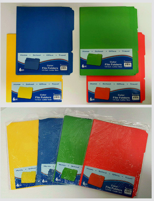 Color File Folders 1/3 Cut - Letter Size (6pk)