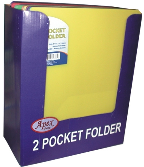 Premium Plastic 2 Pocket Folder with Prongs - Neon - 9.5" x 11.5"