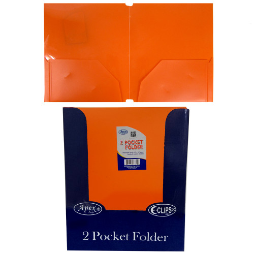 Premium Plastic 3 Ring 2 Pocket Folder - Orange - 9.5" x 11.75"