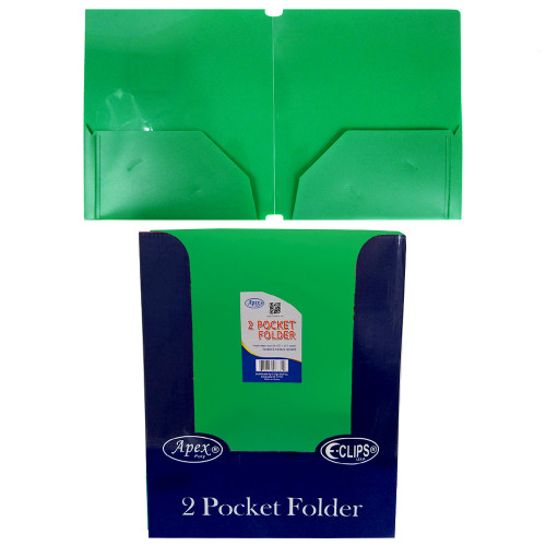 Premium Plastic 3 Ring 2 Pocket Folder - Green - 9.5" x 11.75"