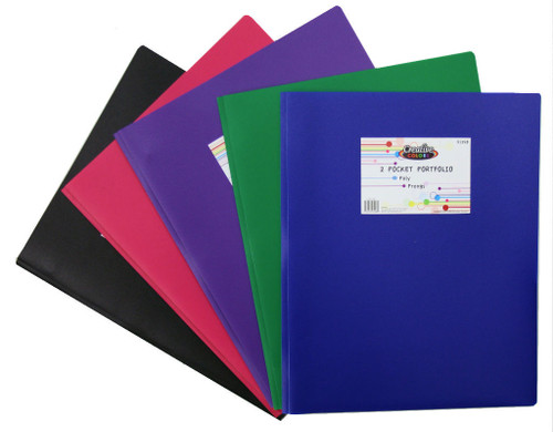 Poly 2 Pocket Folder with Prongs - Assorted Colors - 9.5" x 11.75"