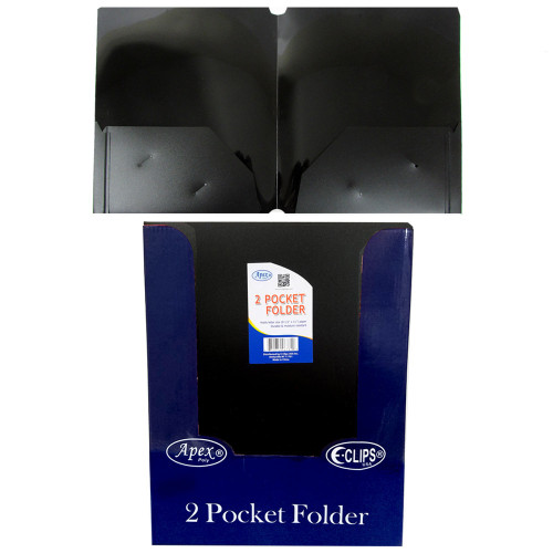 Premium Plastic 3 Ring 2 Pocket Folder - Black - 9.5" x 11.75"