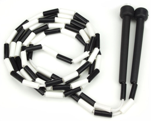 Black and White 7-foot jump rope with plastic segmentation