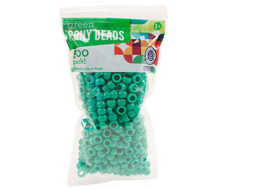 Green Plastic Pony Beads - Case of 20