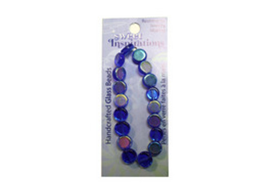 Handcrafted round blue glass beads - Case of 48