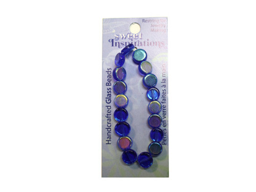 Handcrafted round blue glass beads - Case of 96