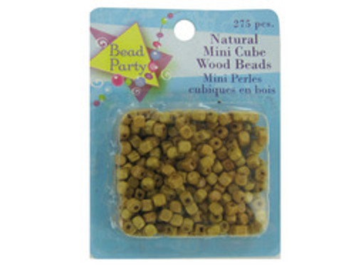 Mini wood cube beads pack of 275 - Case of 72
