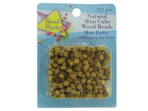 Mini wood cube beads pack of 275 - Case of 96