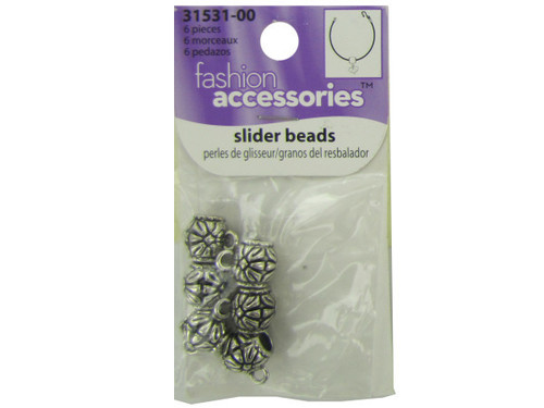 Metal slider beads pack of 6 - Case of 90