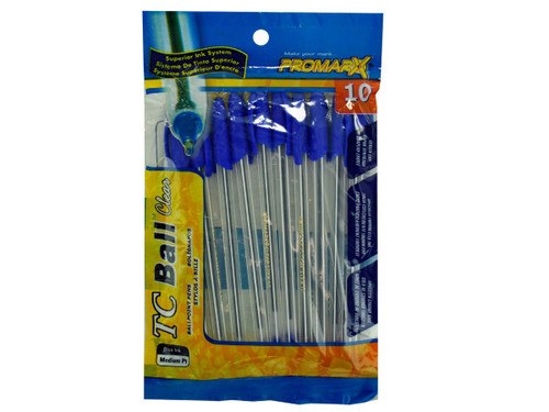 Blue Stick Pens with Caps - Case of 12