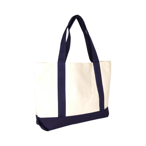 12 oz Cotton Canvas Shopping Tote - Navy/White