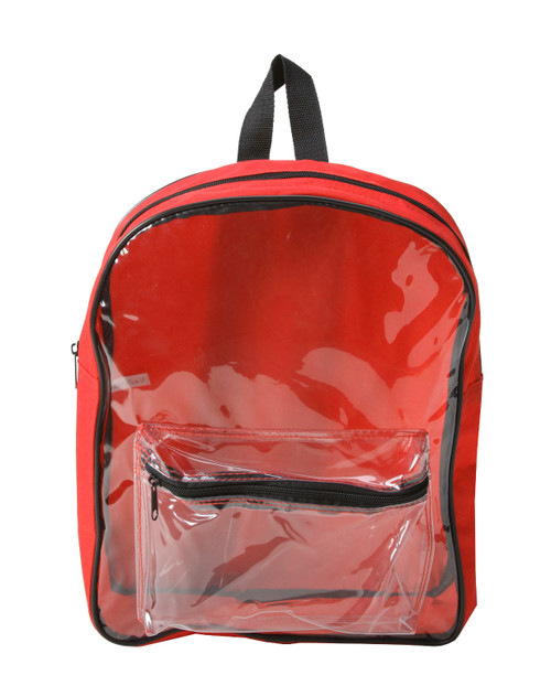 14" Basic Clear Front Red Backpack