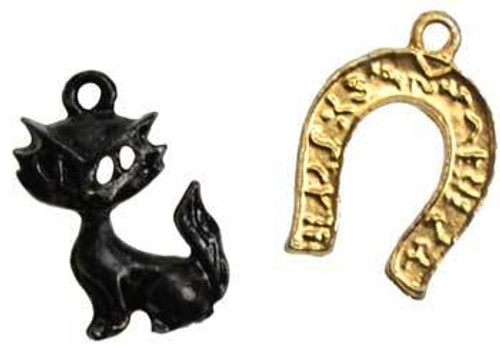 Black Cat and Horseshoe amulet
