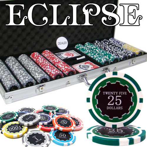 500 Ct Pre-Packaged Eclipse 14G Poker Chip Set - Aluminum