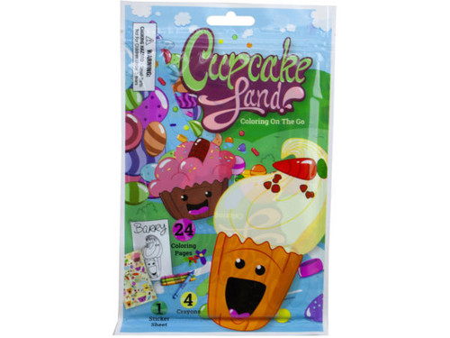 cupcake land 24 page coloring pouch with crayons and sticker - Case of 24