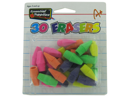 30-Pack Of Pencil-Top Erasers 96ct