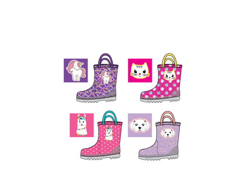 Toddler Girls' Printed PVC Rainboots - Assorted