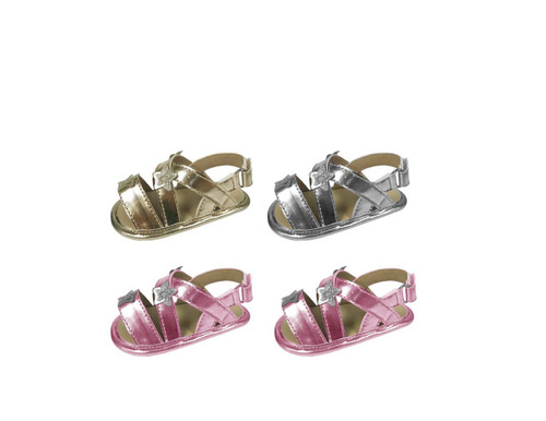 Infant Girls Metallic Sandal With Glitter Stars