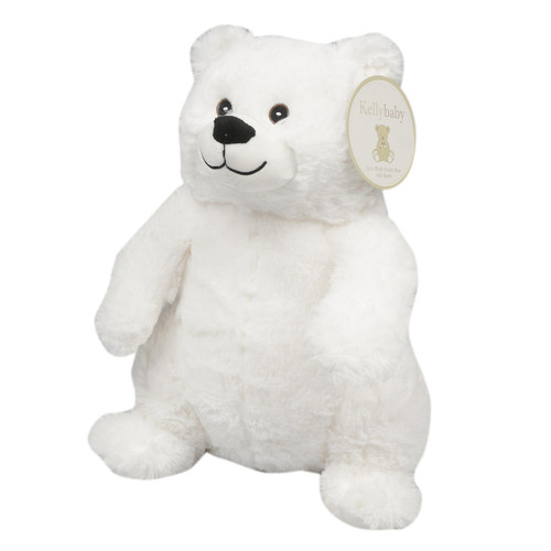 15" Polar Bear With Rattle Plush Toy - White