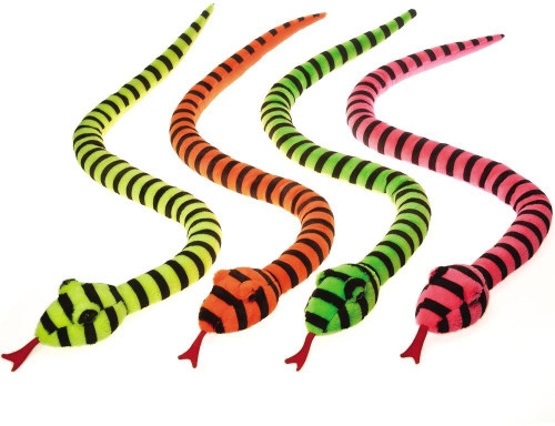62" Neon & Black Striped Snake Plush Toy - Assorted Colors