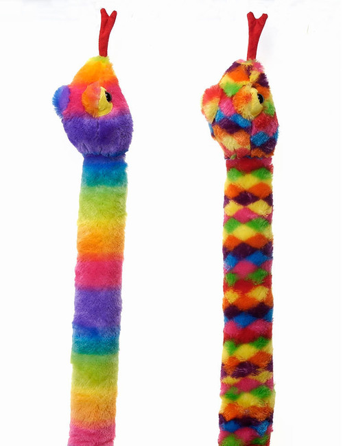 28" Rainbow & Diamond Print Snake Plush Toy - Assorted Styles
