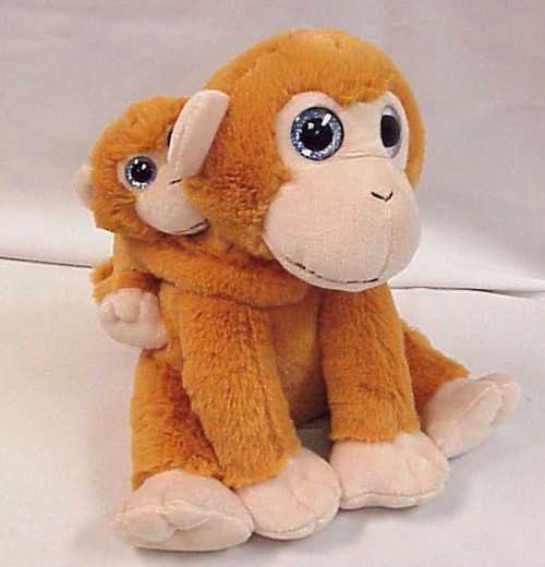 9" Mom & Baby Sitting Monkey Plush Toy