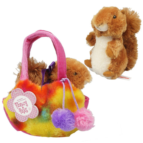 7" Squirrel With Rainbow Bag Plush Toy