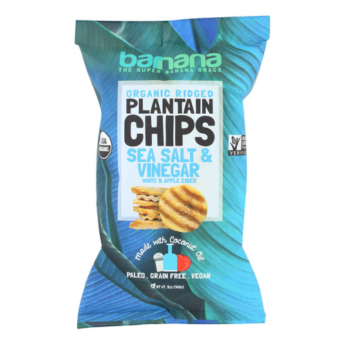 Barnana Plantain Chips - Sea Salt And Vinegar - Case of 8 - 5 oz.
