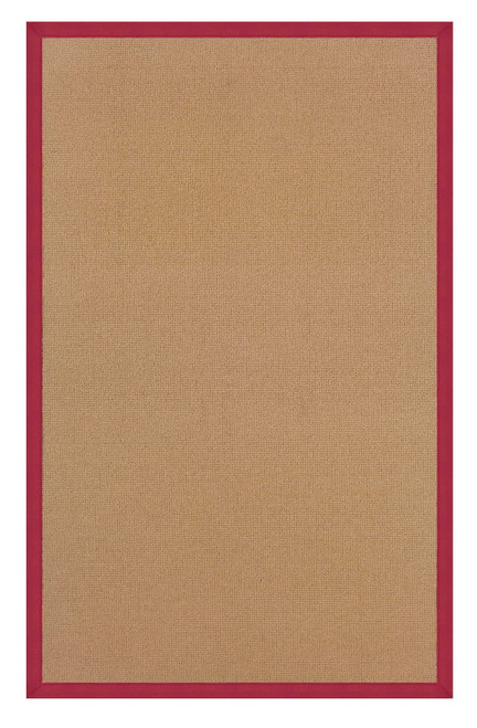 0.25" x 105" x 144" Wool and Latex Brown and Red Wool Rug