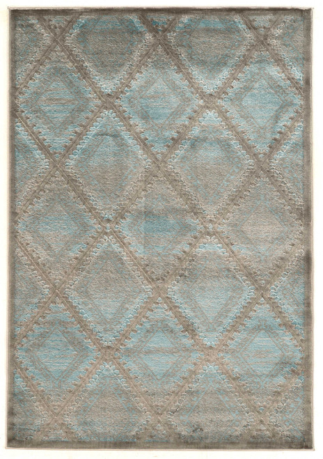 0.5" x 24" x 36" Polyester and Latex Blue and Gray Polyester Rug