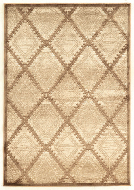 0.5" x 60" x 90" Polyester and Latex Beige and Cream Polyester Rug