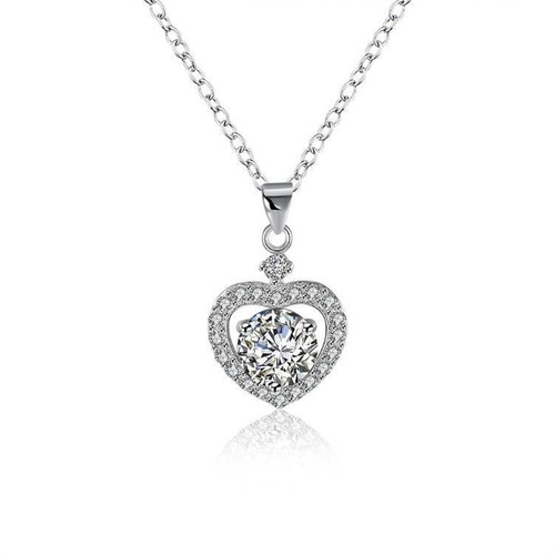 Sterling Silver Swarovski Crystals Heart Shaped Necklace