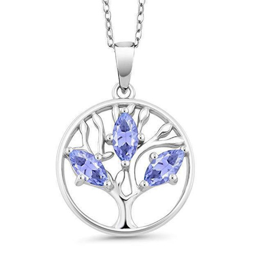 Amethyst Pear Cut Tree Of Life 18" Necklace